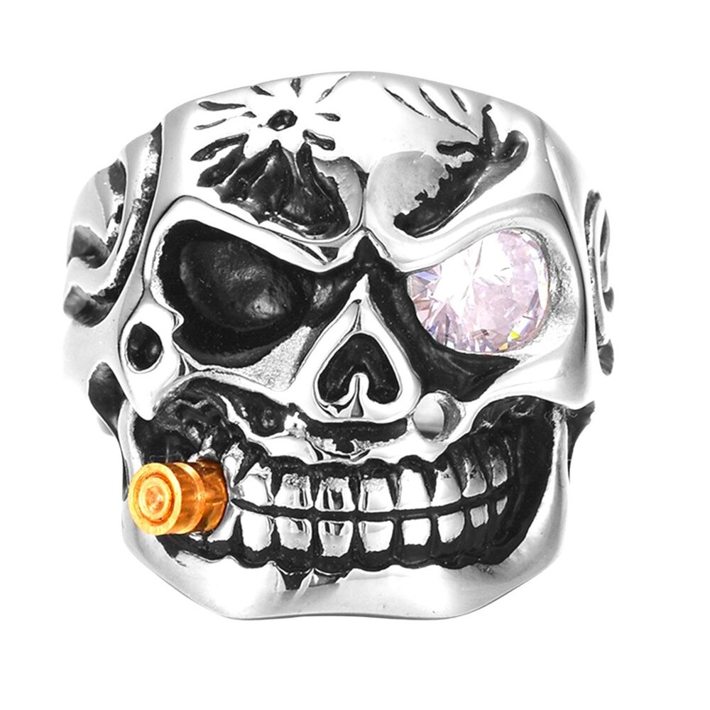 Classic Pipe Skull Ring Men's Titanium Steel Jewelry